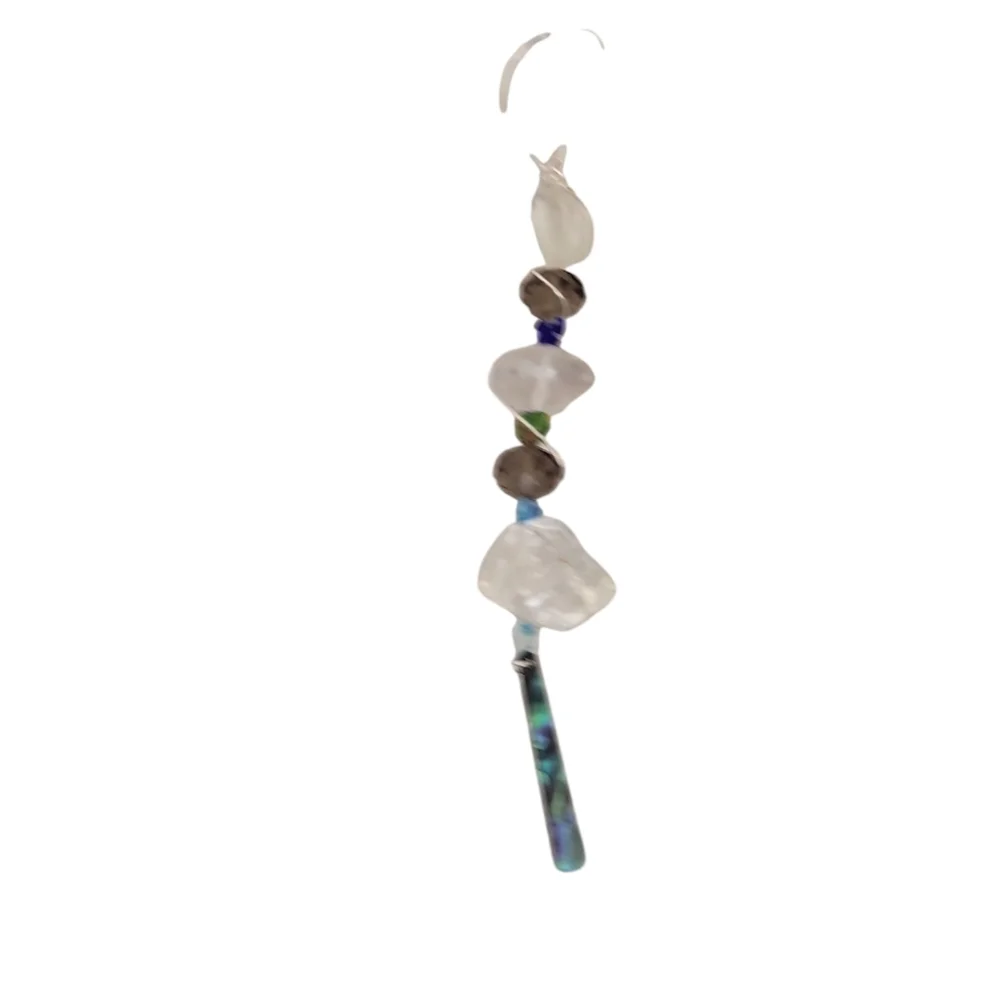 Handmade Glass Bead & Millefiori Heart Suncatcher with Abalone Accent